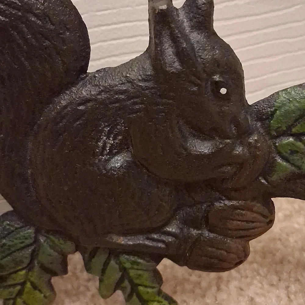 Rustic Squirrel Wall Hook - Black and Green - Vintage